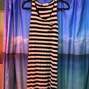 3/$20 black and grey strip small maxi dress
